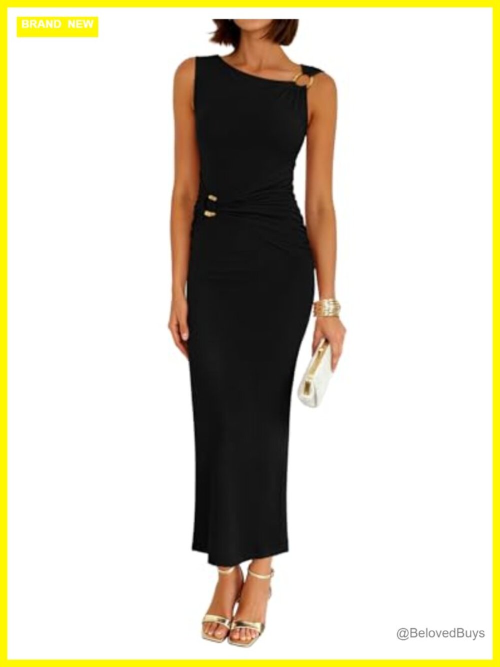 Sleeveless Ruched Bodycon Maxi Dress Slim Fit Cocktail Party